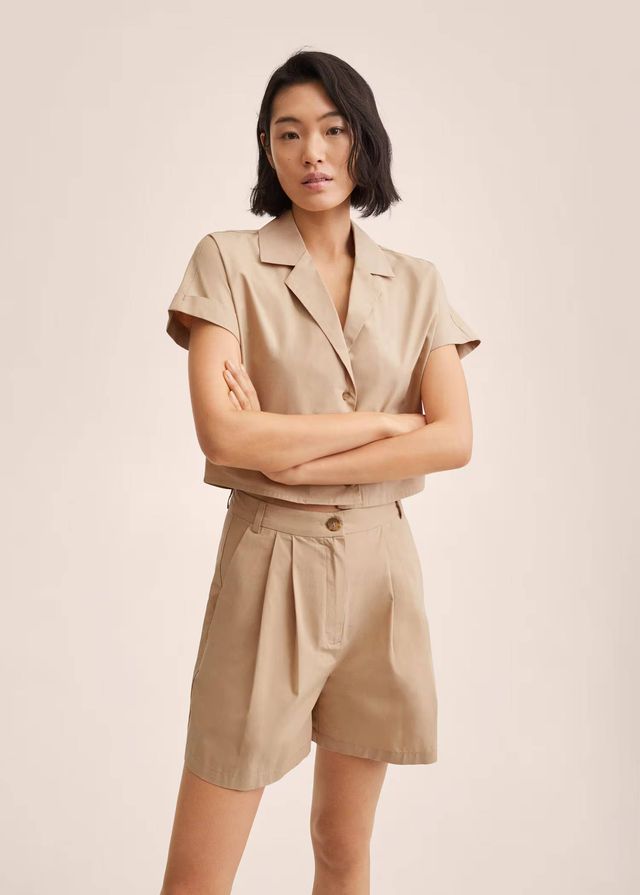 Camisa crop oversize safari