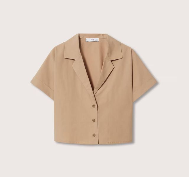 Camisa crop oversize safari