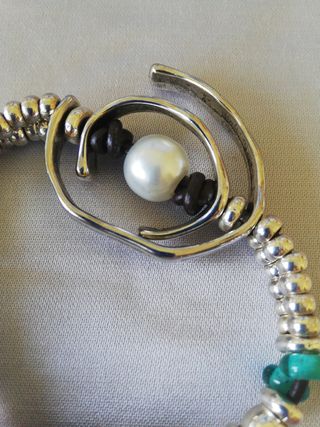Pulsera cuentas zamat/ cuero
