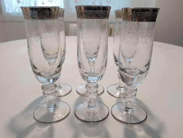 6 copas de Murano Medici borde platino