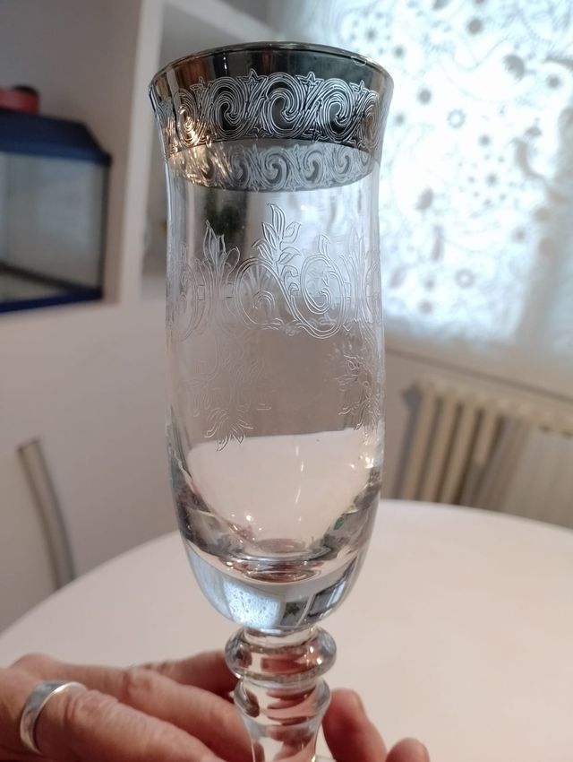 6 copas de Murano Medici borde platino