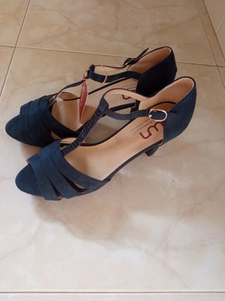 Zapatos tacon azul marino