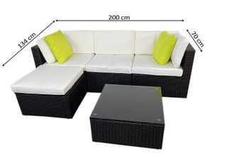 SOFA CHAISE LONGUE DE RATAN + MESA