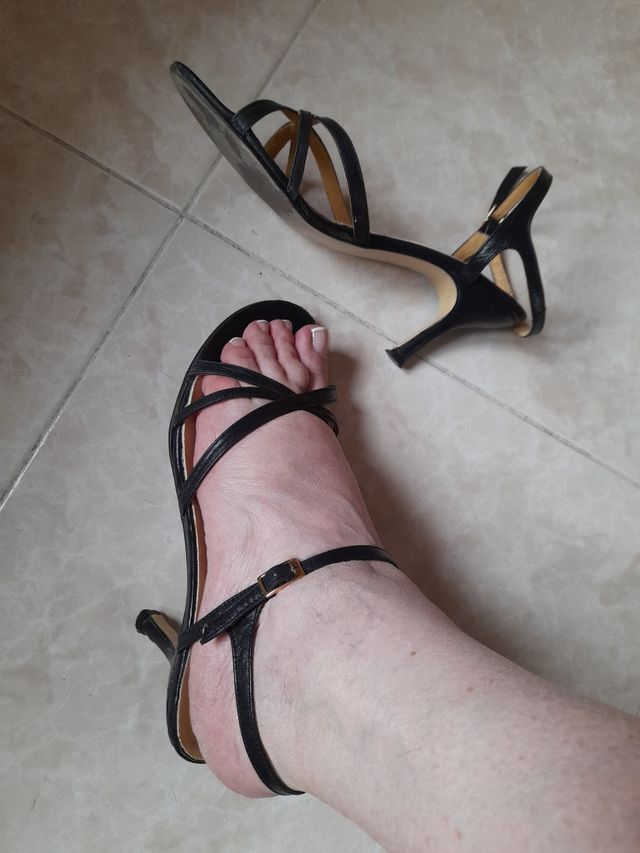 Sandali con tacco blu navy n³ 40