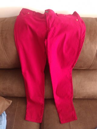 Pantalones de mujer blanco granate y color mostaza