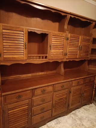 Librería mueble de madera maciza de castaño