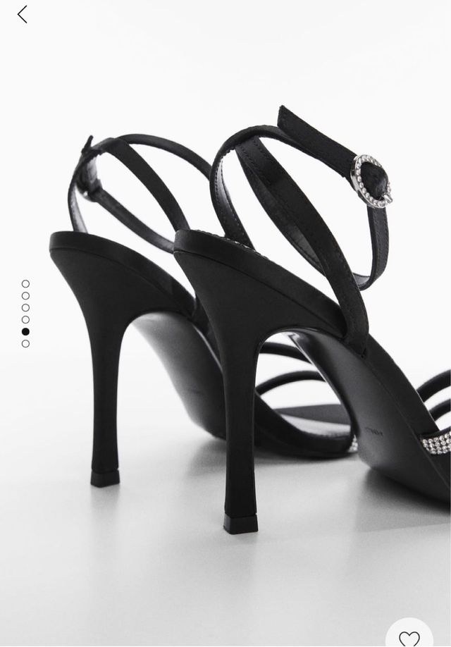 Sandalia tacón tiras strass. T39 MANGO