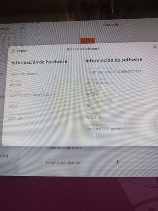 I mac 9.1 de Apple 320GB con linux