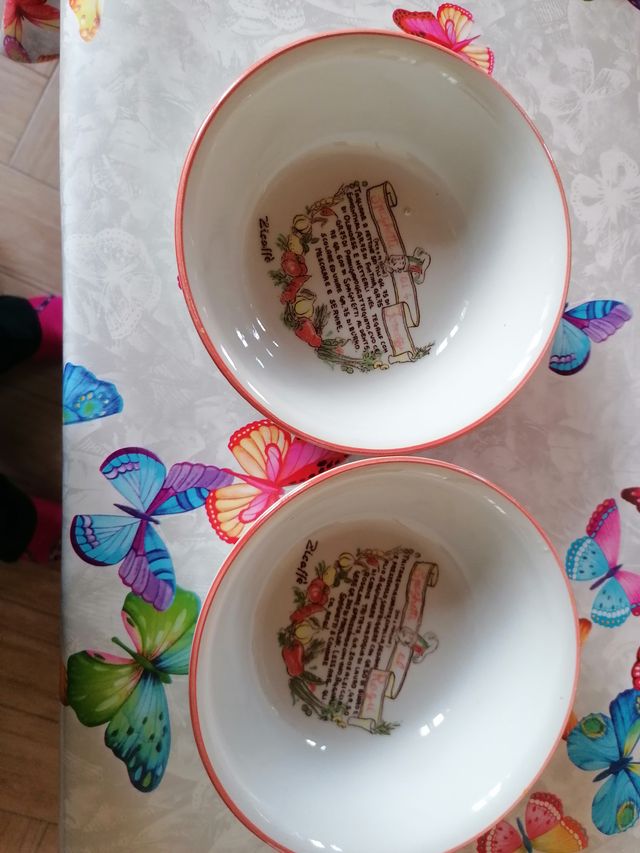 Coppia di piatti in ceramica con ricette