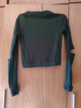 Camiseta verde botella de Bershka