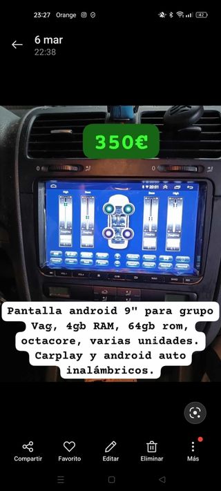 Pantalla android grupo Volkswagen 