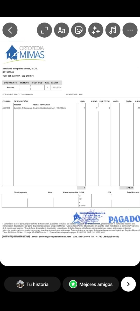 Colchón antiescaras 200€