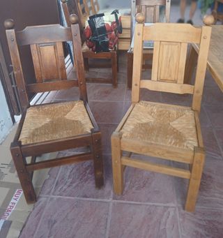 Sillas y mesa de roble macizo en Madrid