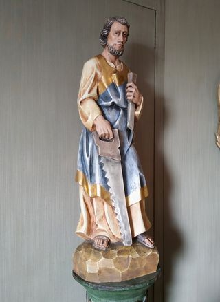 64 CM/ TALLA DE MADERA SAN JOSÉ CARPINTERO