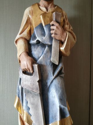 64 CM/ TALLA DE MADERA SAN JOSÉ CARPINTERO