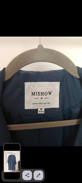 Abrigo Trench Largo Azul Oscuro 