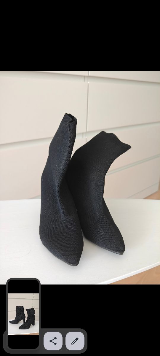 Botines Calcetín Tacón Tela Elástica