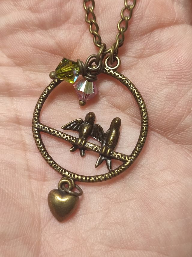 Collana uccellini con cristalli