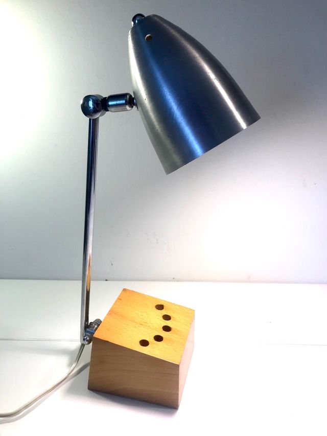 Lámpara flexo vintage aluminio con lapicero
