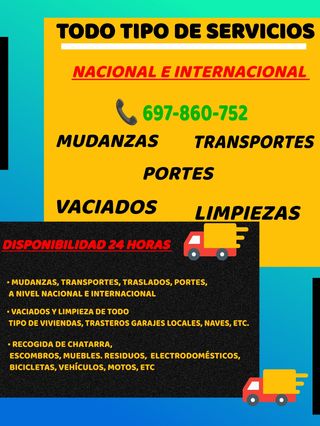 Vaciado porte Mudanza transporte etc