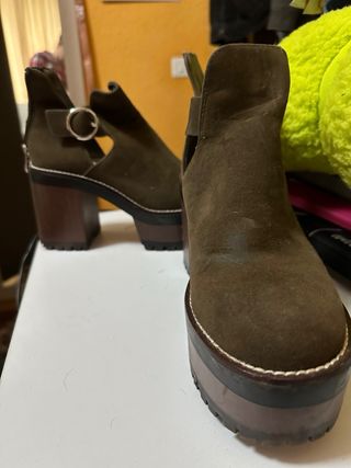 Botines Pull&Bear verdes, mujer, talla 37