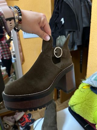 Botines Pull&Bear verdes, mujer, talla 37