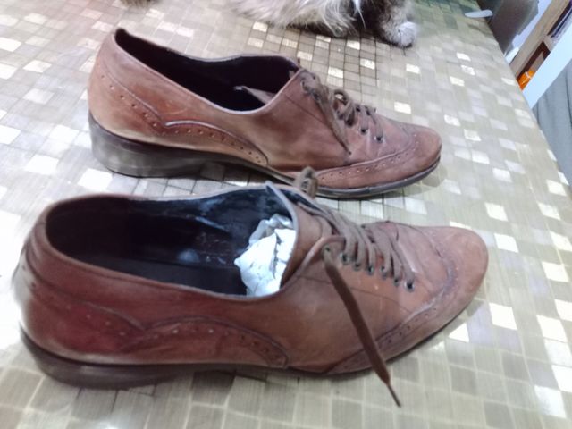 Scarpe Boxer in pelle anticata