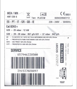 Placa de gas 5 fuegos