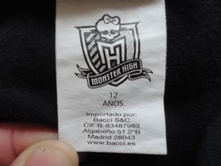 CAMISETA MONSTER HIGH TALLA 12