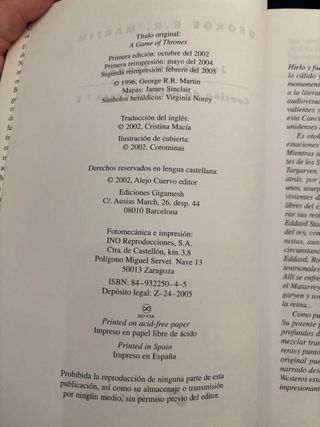 Libro juego de tronos