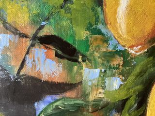 Cuadro pintura al óleo abstracto “limones “enmarca