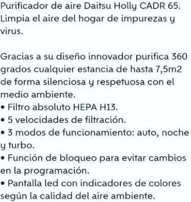 Purificador de aire Daitsu