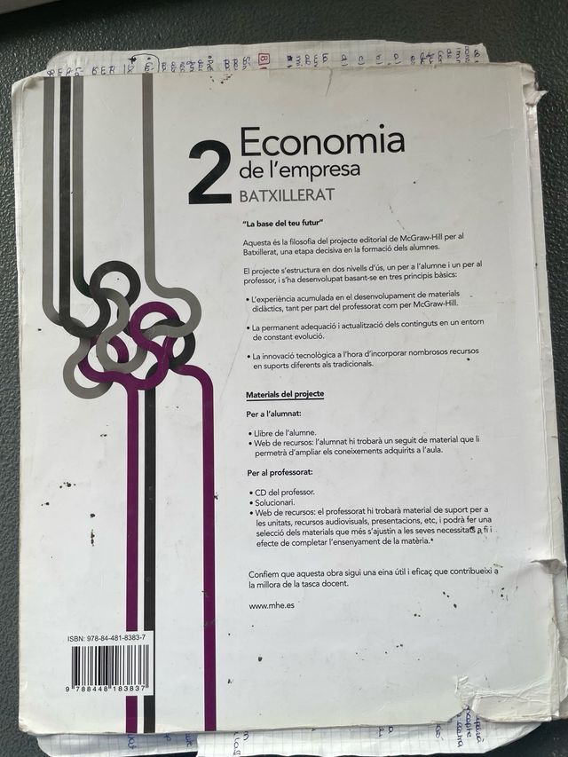 Llibre Economia de l'Empresa 1r i 2n de Batx