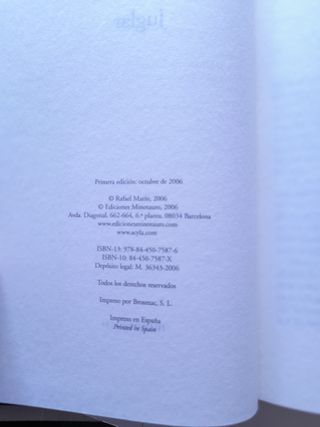 "Juglar", Rafael Marín. Ed. Minotauro. 1º Edición.