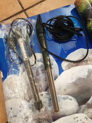 2 calentadores termómetros acuario peces