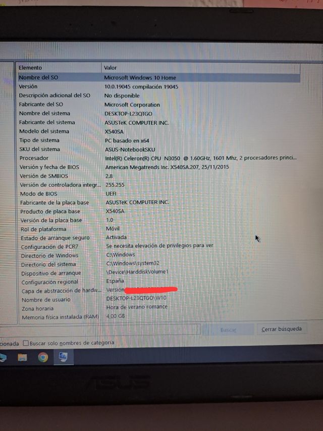 Ordenador Portatil ASUS F540S