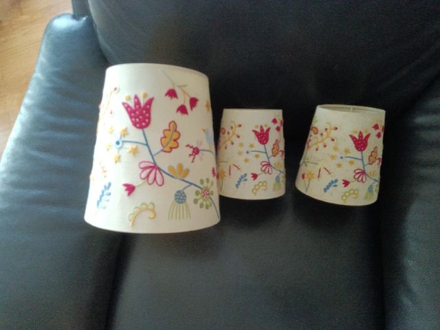 3 Paralumi vintage ricamo scandi