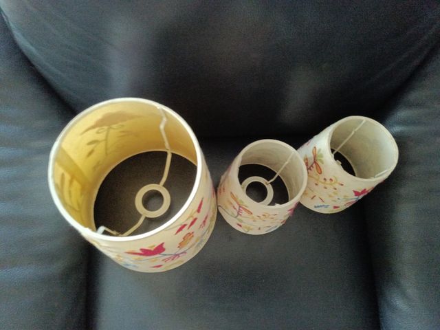 3 Paralumi vintage ricamo scandi