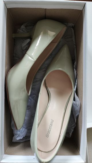 Zapato tacón verde menta 36