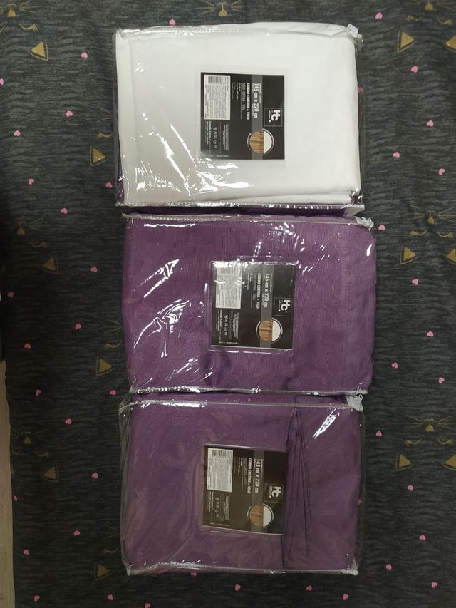 Cortina de Tela y Velo 145x220cm Morado