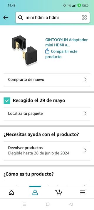 Adaptador mini HDMI hembra a hdmi 