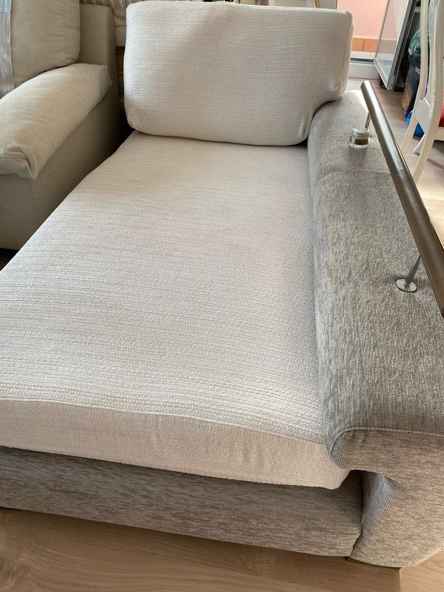 Sofa Chaise longe blanco/gris claro 1,75x1,10