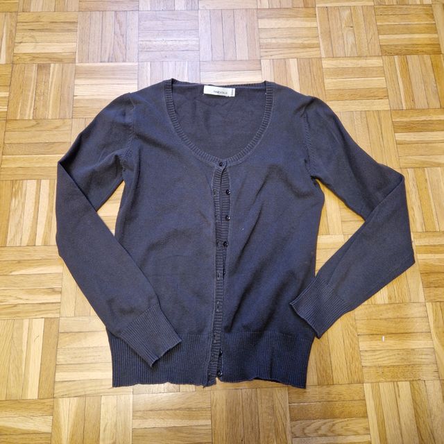 Cardigan in maglia di cotone marrone