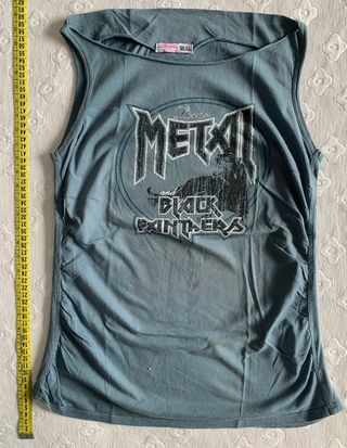 Camiseta Metal Bershka azul grisáceo talla M