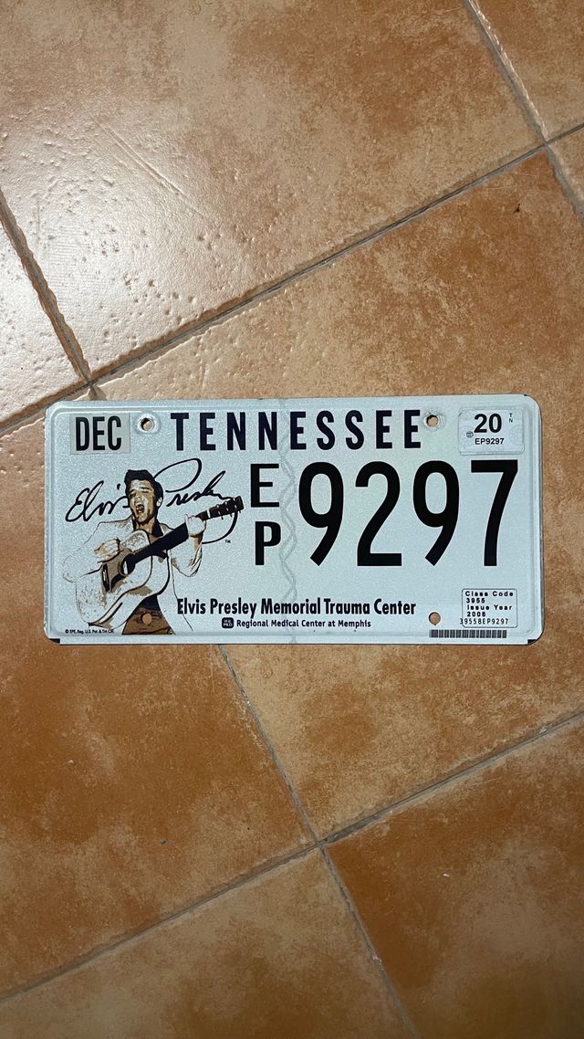 Matricula Elvis Presley Tennessee E.U.A