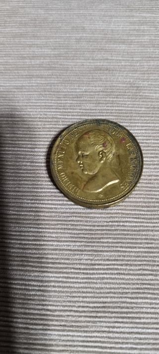 Caja de monedas latón antigua dinero menudo