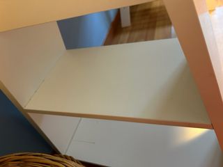 Mesa tablero escritorio blanca y cristal