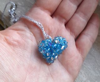Collier cuore asimmetrico, acqua marina