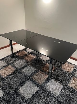 Mesa refeição em vidro preto