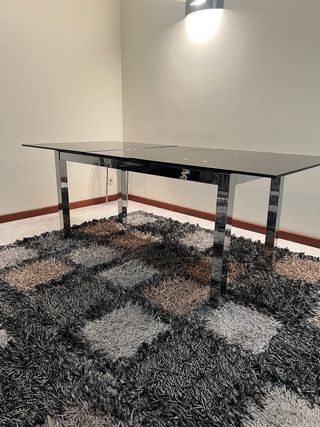 Mesa refeição em vidro preto